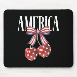 American Cherry Pie Bow Coquette Patriotic 4th of Mouse Pad