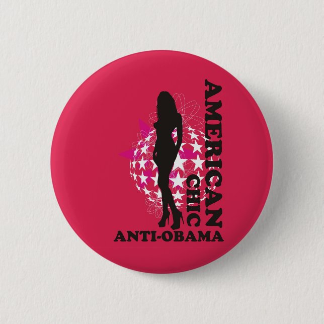 AMERICAN CHIC - ANTI OBAMA - 001 6 CM ROUND BADGE (Front)