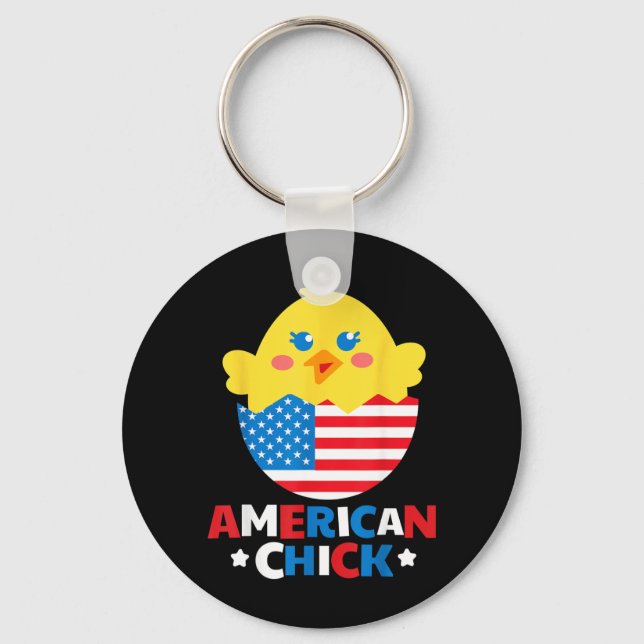 American Chick Funny 4th Of July Independence Day Key Ring (Front)