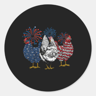 American Chicken Animals Funny 4th Of July Firewor Classic Round Sticker