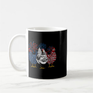 American Chicken Animals Funny 4th Of July Firewor Coffee Mug