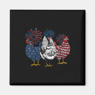 American Chicken Animals Funny 4th Of July Firewor Magnet