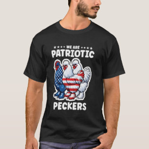 American Chickens 4th of July Red White Blue Silki T-Shirt