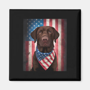 American Chocolate Labrador American Flag 4th Of J Magnet