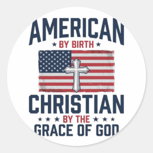 American Christian Flag Cross Vintage Shirt Classic Round Sticker