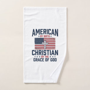 American Christian Flag Cross Vintage Shirt Hand Towel