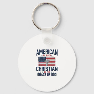 American Christian Flag Cross Vintage Shirt Key Ring