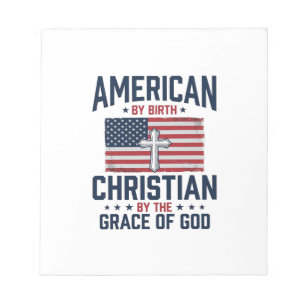 American Christian Flag Cross Vintage Shirt Notepad