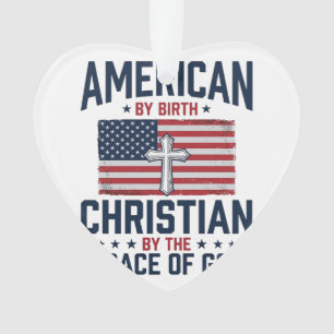 American Christian Flag Cross Vintage Shirt Ornament
