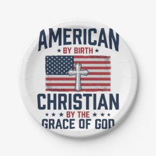 American Christian Flag Cross Vintage Shirt Paper Plate