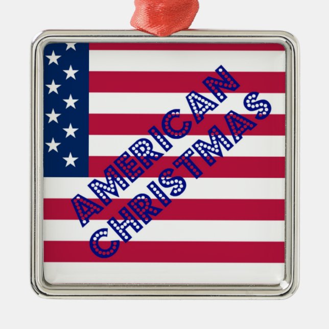 American Christmas Flag Metal Ornament (Front)