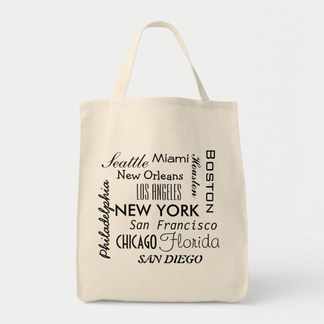 American cities word cloud tote bag (Front)