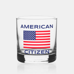 American Citizen Bold USA Flag Rocks Glass