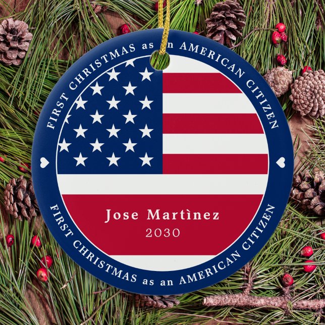 American Citizen Custom Patriotic First Christmas Ceramic Ornament (Creator Uploaded)