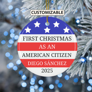 American Citizen Ornament, US Citizenship Ceramic Ornament