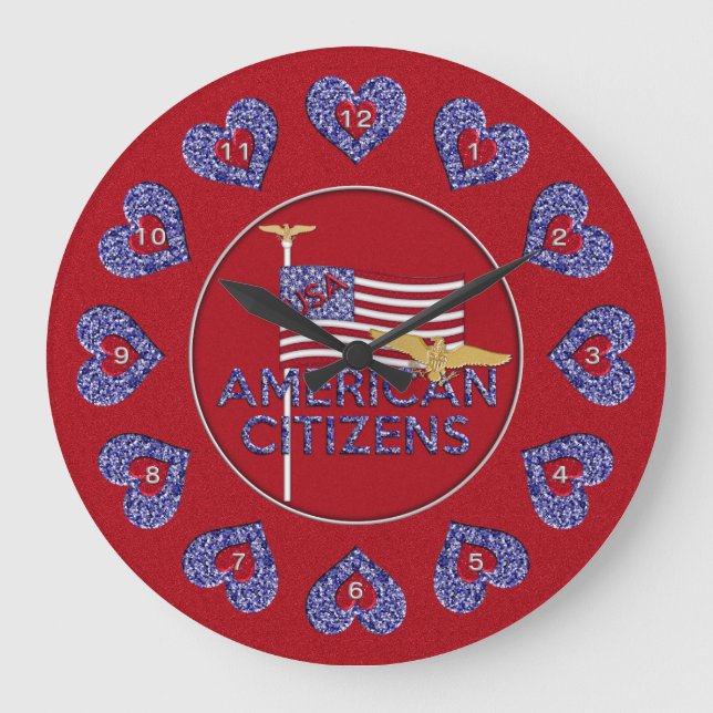American Citizens Round Wall Clock RED (Front)