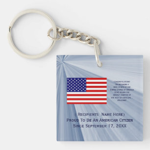 American Citizenship Flag Award with Date by Janz Key Ring