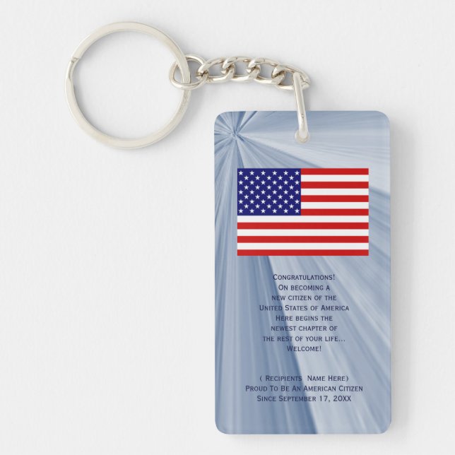 American Citizenship Flag Award with Date by Janz Key Ring (Front)