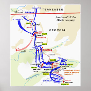 American Civil War Atlanta Campaign in 1864 Poster