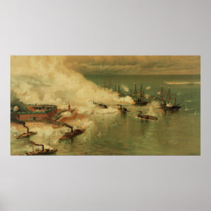 American Civil War Battle of Mobile Bay by L Prang Poster