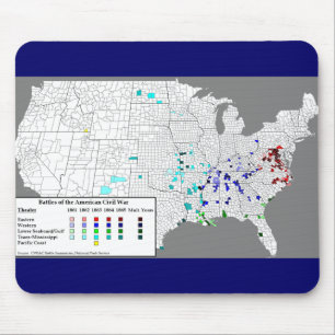 American Civil War Battles Map Mouse Pad