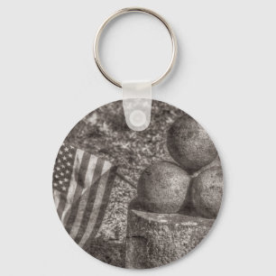 American Civil War Cannon Balls Vintage Key Ring
