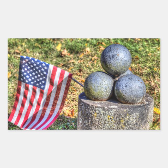 American Civil War Memorial Cannon Balls Rectangular Sticker (Front)