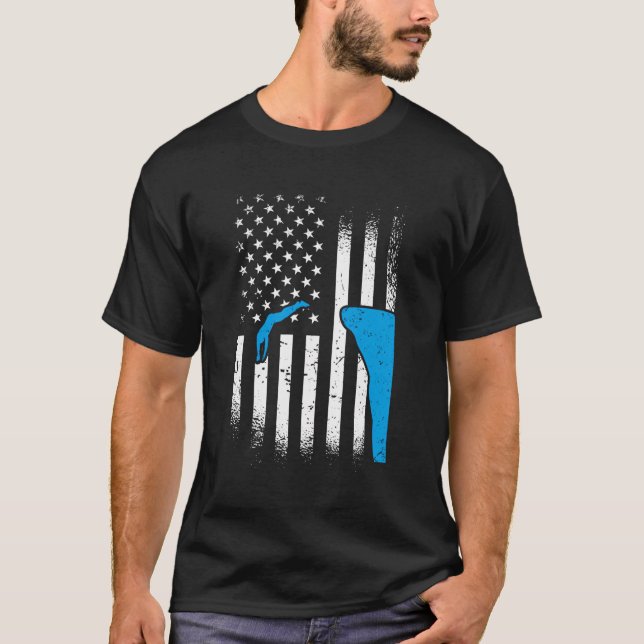 American Cliff Diver Us Flag Cliff Diving T-Shirt (Front)