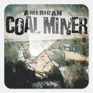 AMERICAN COAL MINER SQUARE STICKER