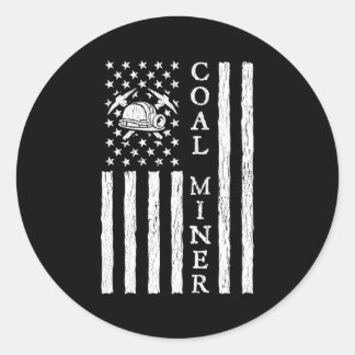 American Coal Miner Usa Flag Mining Miner For Classic Round Sticker
