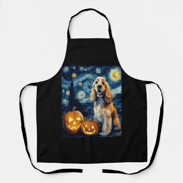 American Cocker Spaniel Cute Dog Halloween Jack O  Apron (Front)
