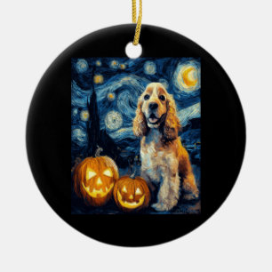 American Cocker Spaniel Cute Dog Halloween Jack O Ceramic Ornament