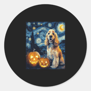 American Cocker Spaniel Cute Dog Halloween Jack O  Classic Round Sticker