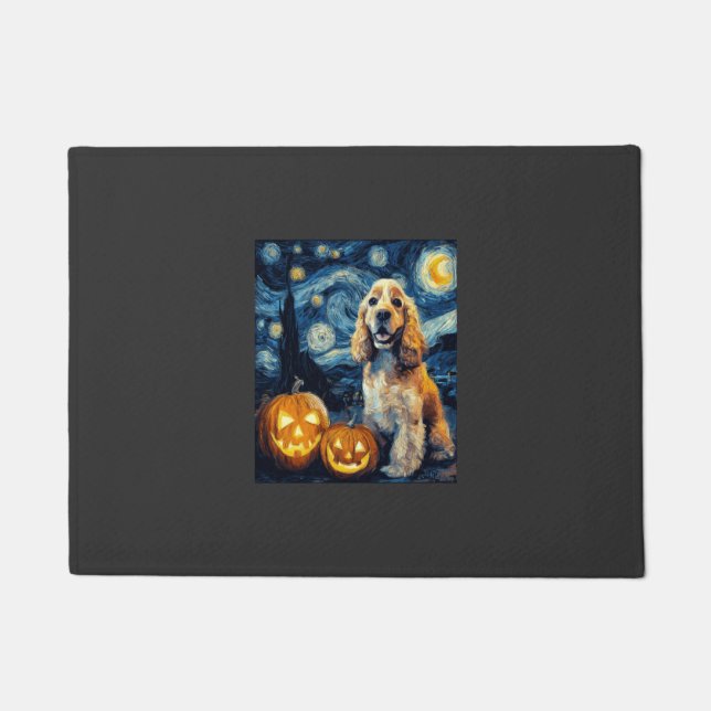 American Cocker Spaniel Cute Dog Halloween Jack O  Doormat (Front)