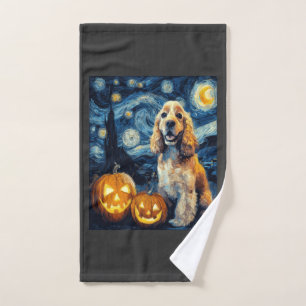 American Cocker Spaniel Cute Dog Halloween Jack O  Hand Towel