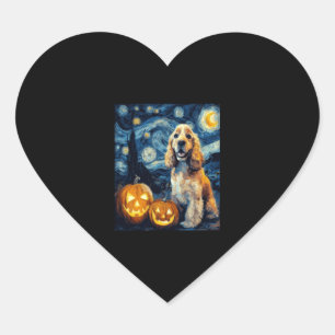 American Cocker Spaniel Cute Dog Halloween Jack O  Heart Sticker