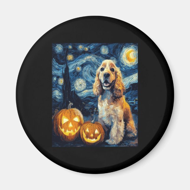 American Cocker Spaniel Cute Dog Halloween Jack O  Magnet (Front)