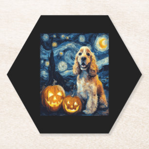 American Cocker Spaniel Cute Dog Halloween Jack O  Paper Coaster