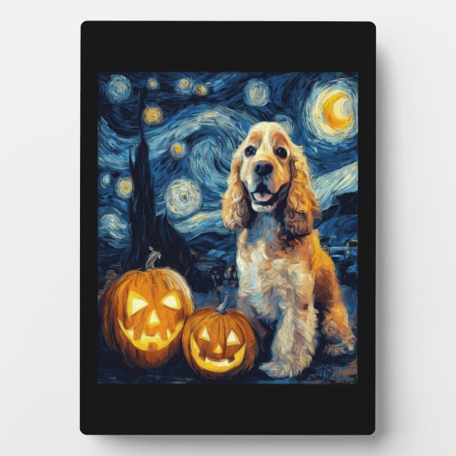 American Cocker Spaniel Cute Dog Halloween Jack O  Plaque (Front)