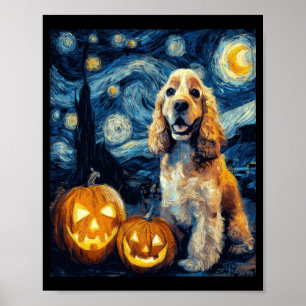 American Cocker Spaniel Cute Dog Halloween Jack O Poster