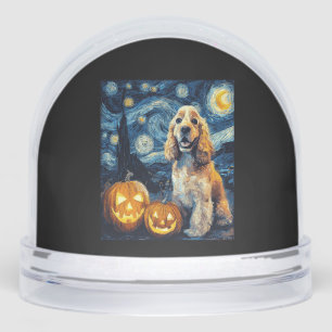 American Cocker Spaniel Cute Dog Halloween Jack O  Snowglobe
