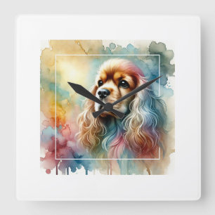 American Cocker Spaniel Dog 070824AREF137 - Waterc Square Wall Clock