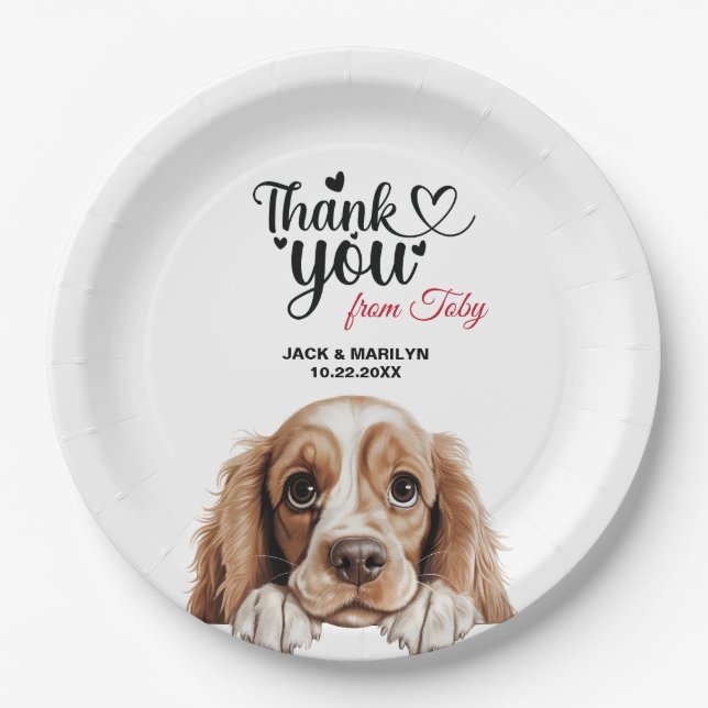 American Cocker Spaniel Dog Wedding Cocktail Paper Plate (Front)