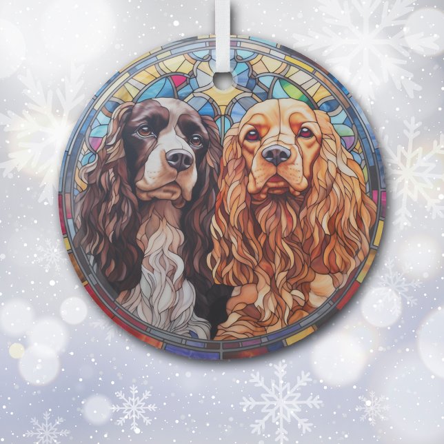 American Cocker Spaniel Dogs Stained Glass Tree Decoration (Creator Uploaded)