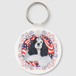 American Cocker Spaniel Flag Key Ring