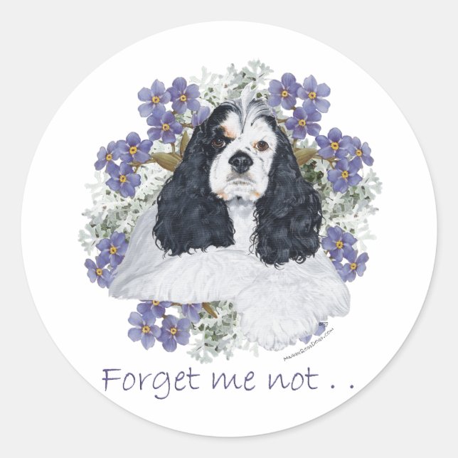 American Cocker Spaniel Forget Me Not Classic Round Sticker (Front)