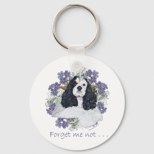 American Cocker Spaniel Forget Me Not Key Ring (Front)