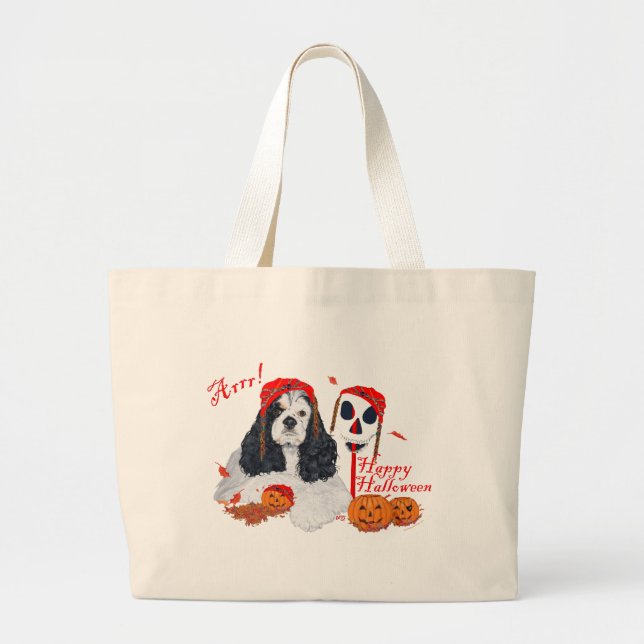 American Cocker Spaniel Halloween Large Tote Bag (Front)