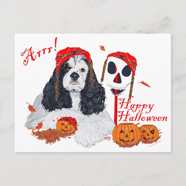 American Cocker Spaniel Halloween Postcard (Front)