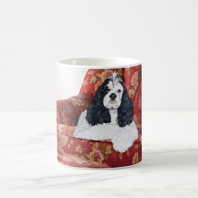 American Cocker Spaniel in Red Chair Coffee Mug (Center)
